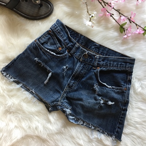 Levi’s 505 Vintage Distressed Jean Shorts Size 28 - Picture 2 of 8